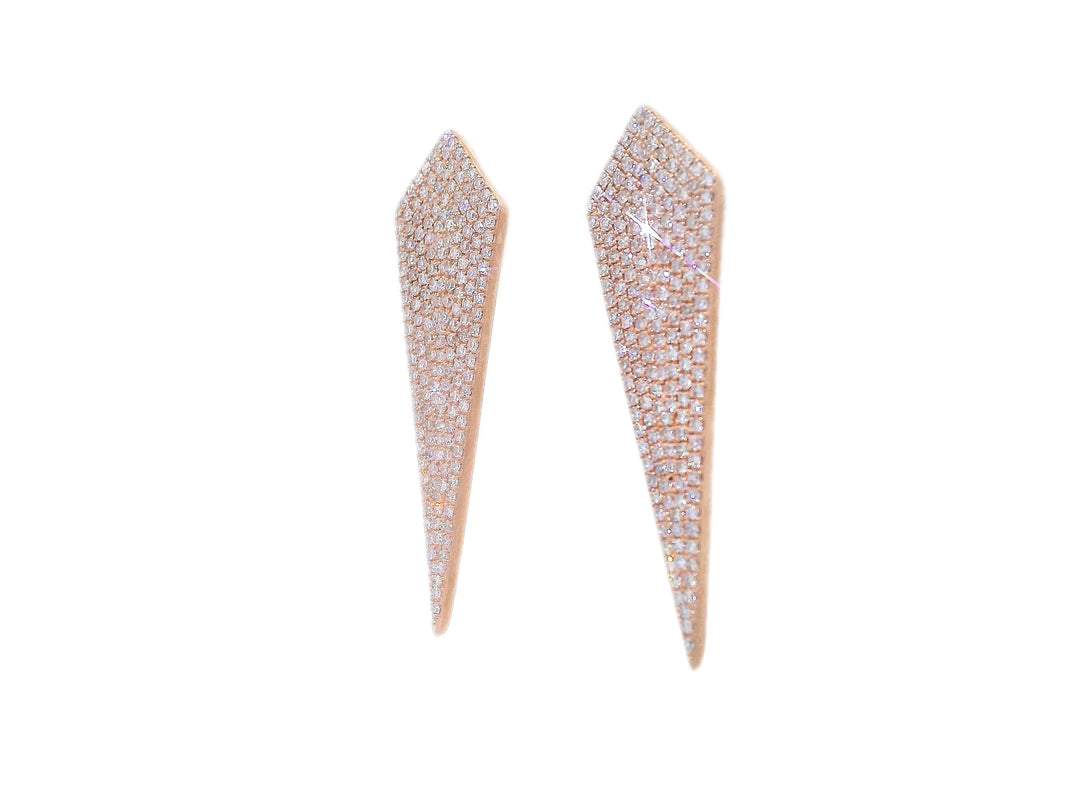 0.95 CTW Natural Diamond Studded Shield Earrings in 14KT Rose Gold