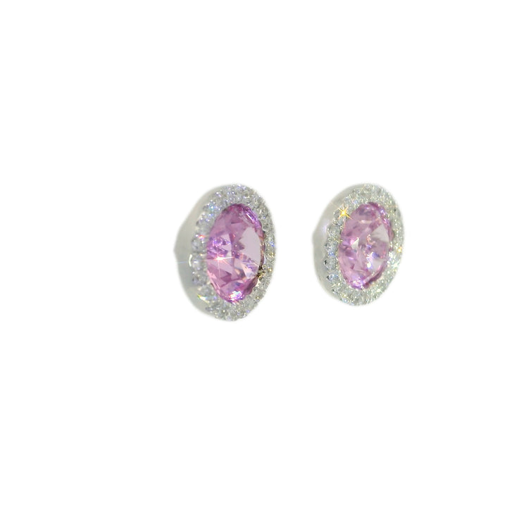 0.45 CTW AAA Grade Natural Pink Tourmaline & Diamond Earrings in 18KT White Gold