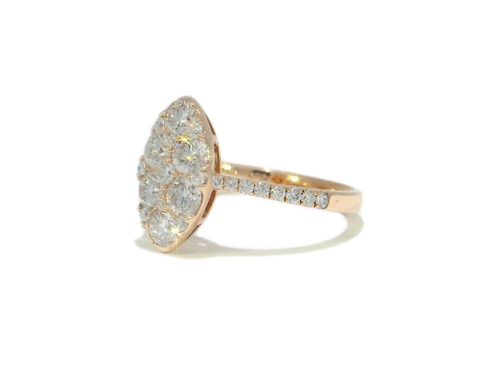 1.29 CTW Marquise Shaped Natural Diamond Cluster Ring in 14KT Rose Gold