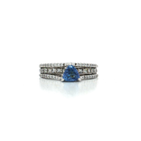Vivid Violet-Blue Trillion-Cut Tanzanite & Colorless Diamond Three-Row Pavé Ring (1 ⅔ ct. tw.) in 14k White Gold
