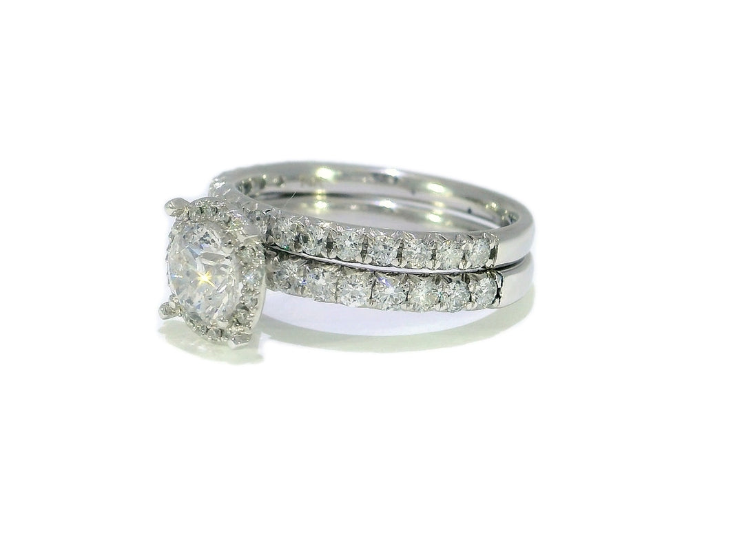 2.25 CTW EGL Certified Colorless Round Brilliant Diamond Bridal Set in 14KT White Gold