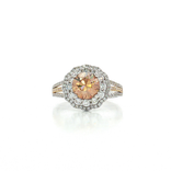 Double Halo Golden Hessonite Garnet Diamond Ring (2 ⅘ ct. tw.) in 18k White & Yellow Gold