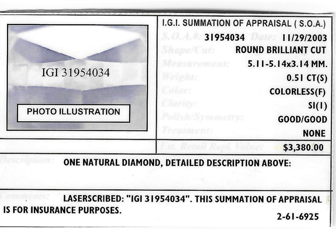 1.56 CTW IGI Certified Round Brilliant Diamond Engagement Ring in 18KT White Gold