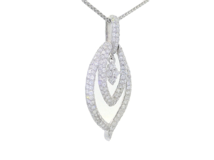 1.25 CTW Diamond Dangling Leaf Pendant Necklace in 18KT White Gold