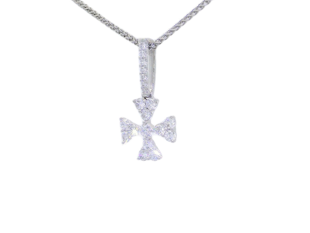 0.45 CTW Diamond Maltese Cross Pendant Necklace in 18KT White Gold