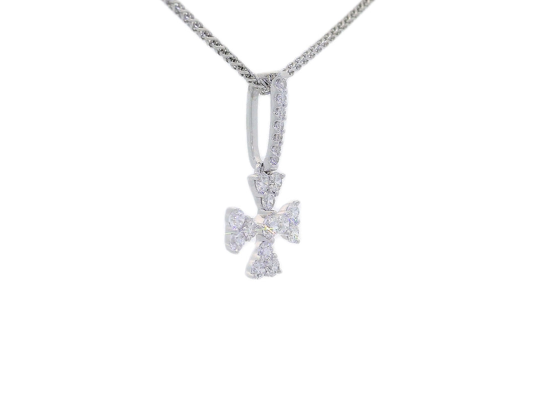 0.45 CTW Diamond Maltese Cross Pendant Necklace in 18KT White Gold
