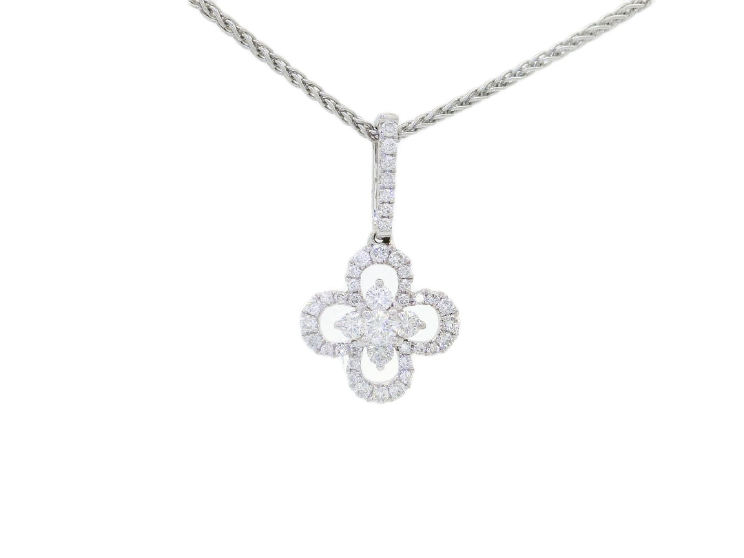0.45 CTW Natural Diamond Floral Pendant Necklace in 18KT White Gold