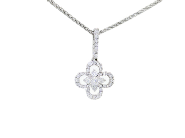 0.45 CTW Natural Diamond Floral Pendant Necklace in 18KT White Gold