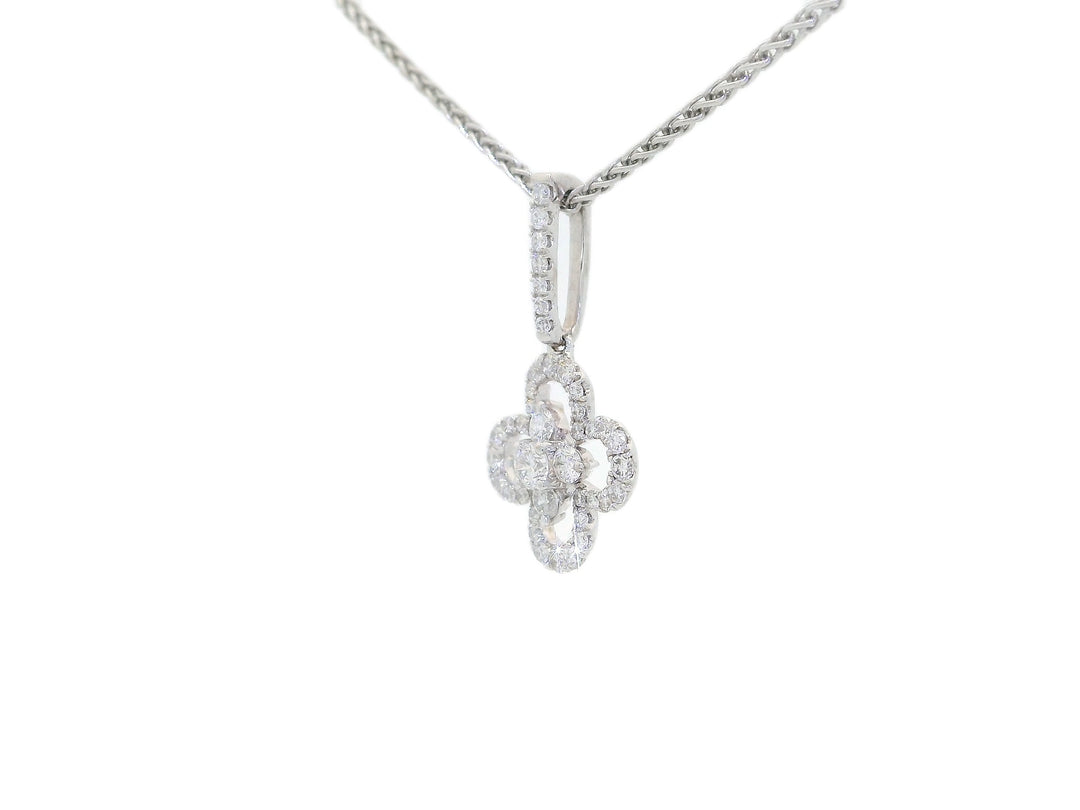 0.45 CTW Natural Diamond Floral Pendant Necklace in 18KT White Gold