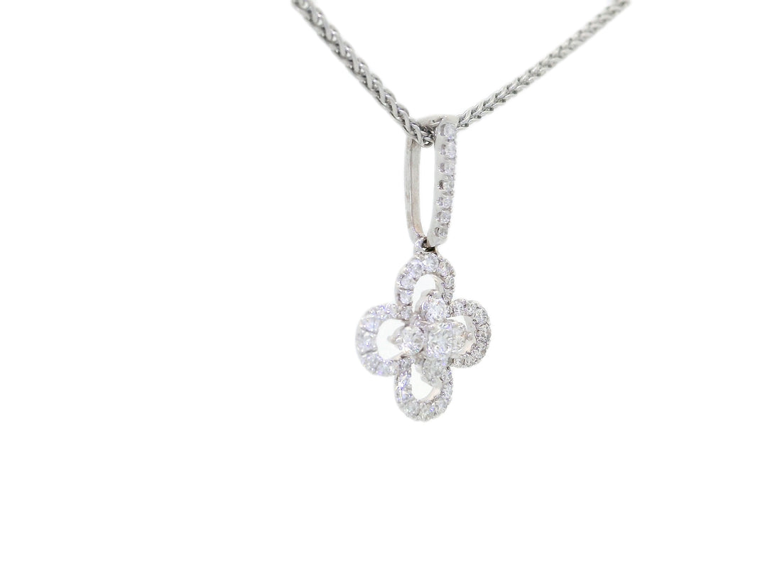 0.45 CTW Natural Diamond Floral Pendant Necklace in 18KT White Gold