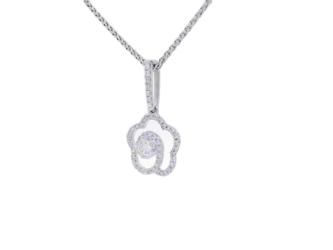 0.40 CTW Diamond Floral Pendant Necklace in 18KT White Gold