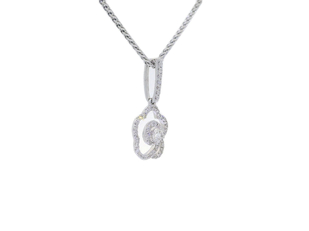 0.40 CTW Diamond Floral Pendant Necklace in 18KT White Gold