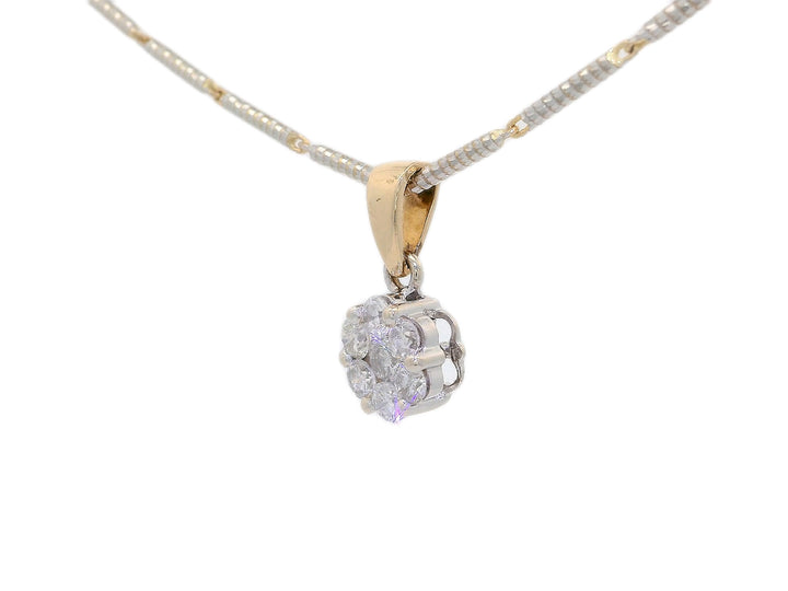 0.35 CTW Natural Diamond Floral Cluster Pendant Necklace in 14KT White & Yellow Gold