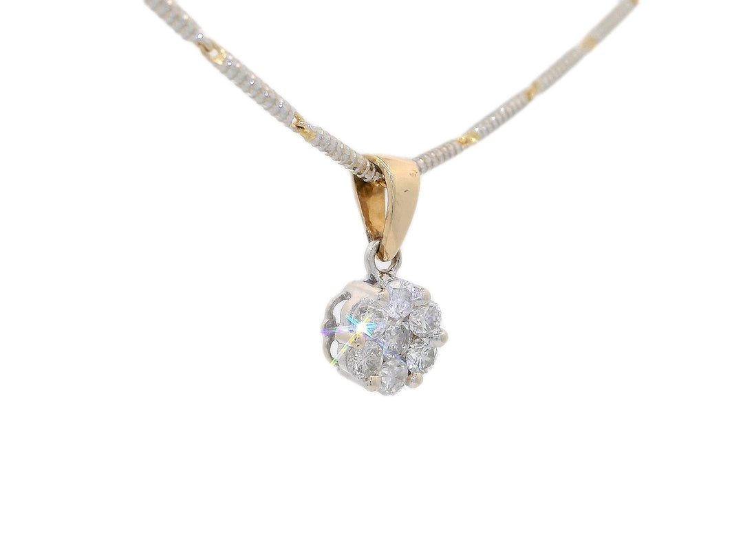 0.35 CTW Natural Diamond Floral Cluster Pendant Necklace in 14KT White & Yellow Gold