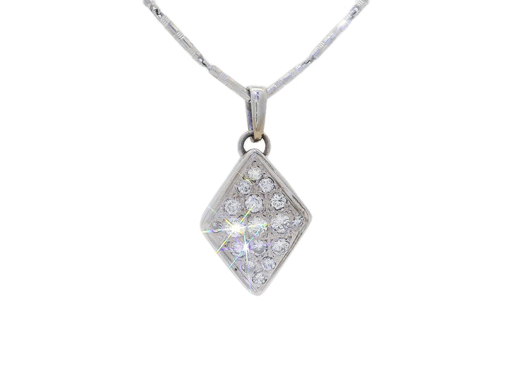0.75 CTW Vintage Diamond-Shaped Natural Diamond Pendant Necklace in Palladium