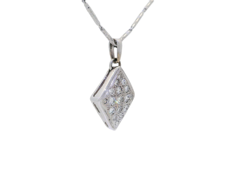 0.75 CTW Vintage Diamond-Shaped Natural Diamond Pendant Necklace in Palladium