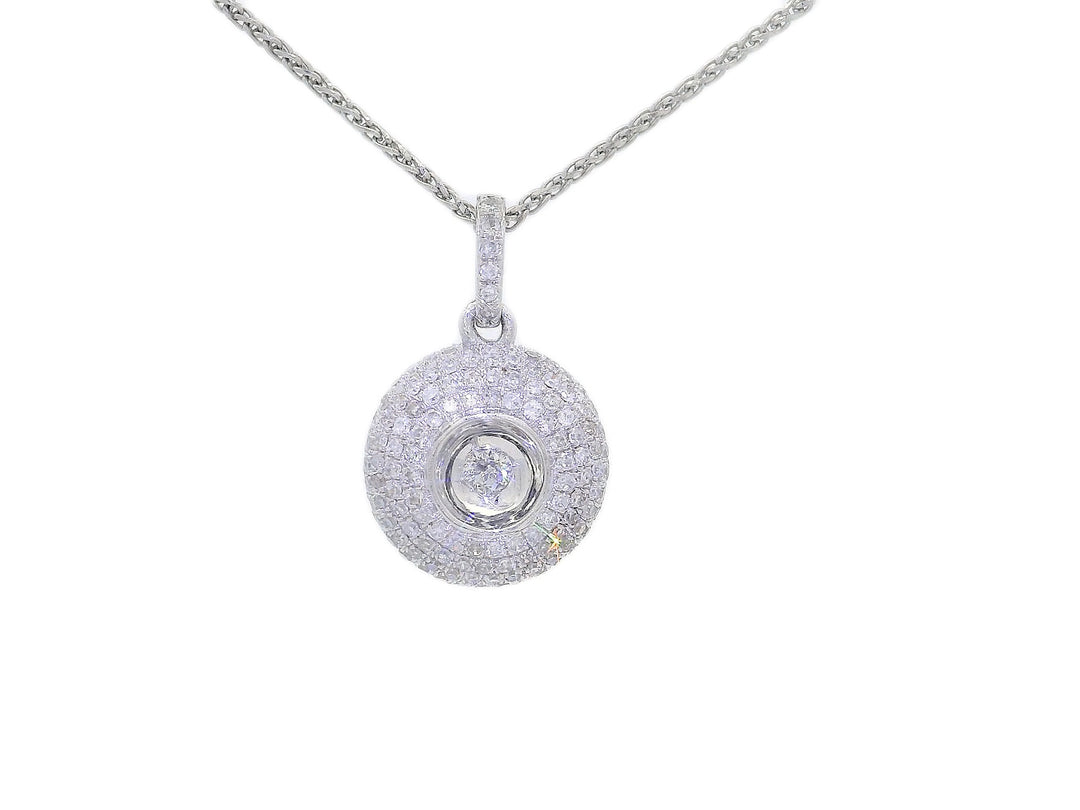 0.60 CTW Circular Natural Diamond Pendant Necklace in 14KT White Gold