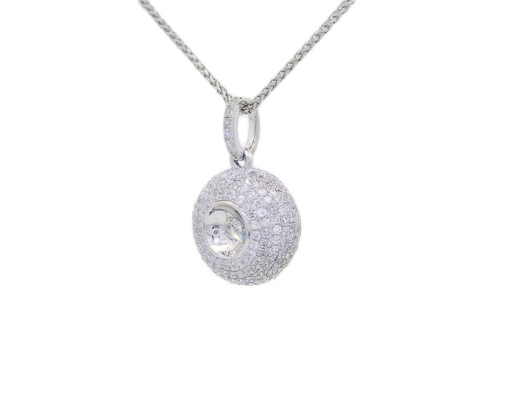 0.60 CTW Circular Natural Diamond Pendant Necklace in 14KT White Gold