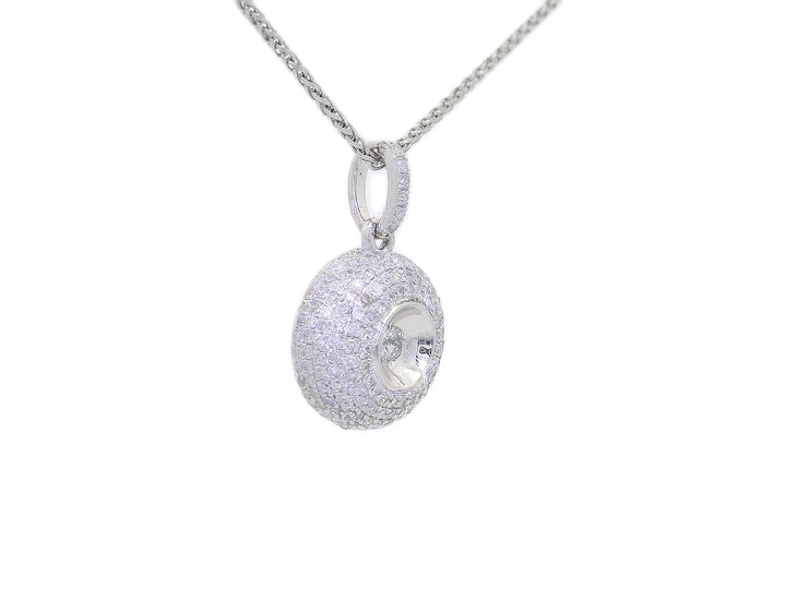 0.60 CTW Circular Natural Diamond Pendant Necklace in 14KT White Gold