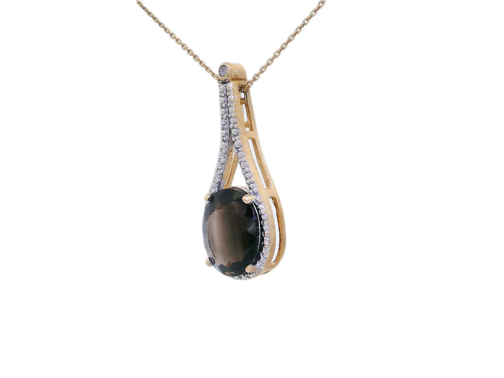 3.10 Carat Brown Topaz Teardrop Pendant Necklace in 10KT Yellow Gold
