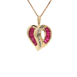 Deep Red Ruby & Round Brilliant Cut Colorless Diamond Pendant Necklace (2 ⅗ ct. tw.) in 10k Yellow Gold