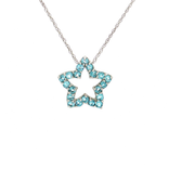 Brilliant Swiss Blue Topaz Star Pendant Necklace (1 ⅒ ct. tw.) in 14k White Gold