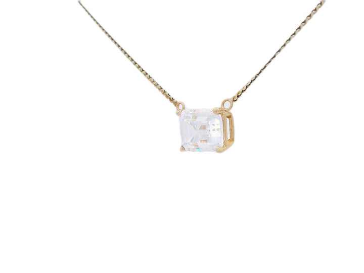 Cubic Zirconia Emerald Cut Pendant Necklace in 14KT Yellow Gold Necklaces Jewelry Depot, Inc..