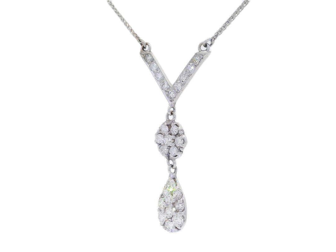 1.95 CTW Natural Diamond V-Shaped Dangling Necklace in 14KT White Gold Necklaces Jewelry Depot, Inc..