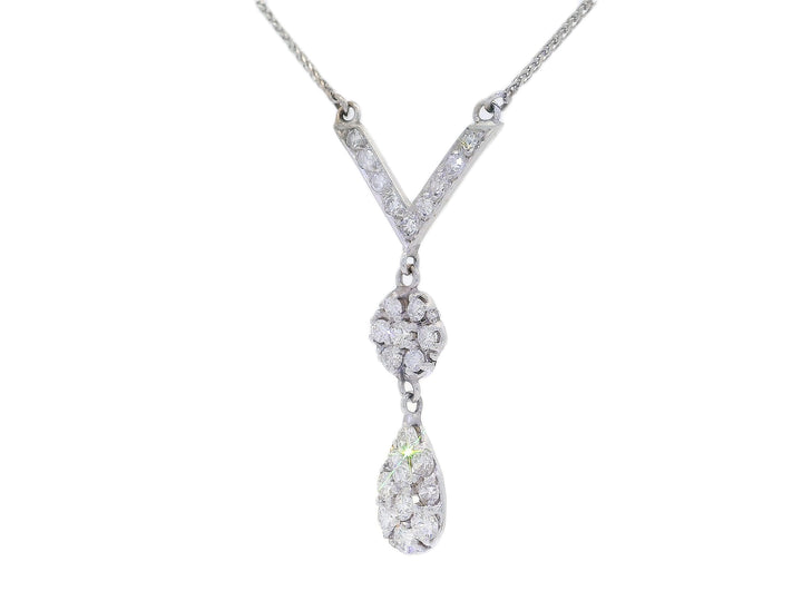 1.95 CTW Natural Diamond V-Shaped Dangling Necklace in 14KT White Gold Necklaces Jewelry Depot, Inc..