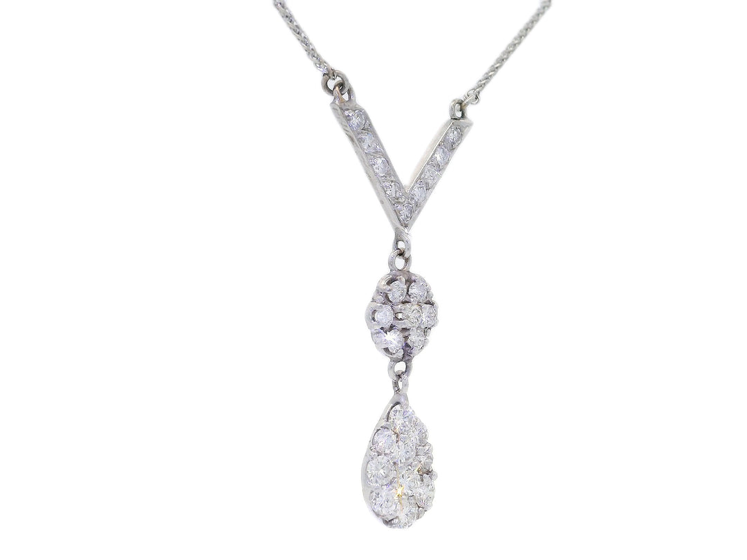 1.95 CTW Natural Diamond V-Shaped Dangling Necklace in 14KT White Gold Necklaces Jewelry Depot, Inc..