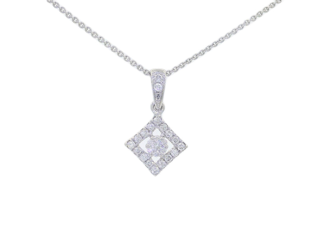 0.20 CTW Colorless Natural Diamond Diamond-Shaped Pendant Necklace in 18KT White Gold