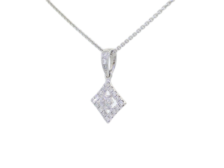 0.20 CTW Colorless Natural Diamond Diamond-Shaped Pendant Necklace in 18KT White Gold