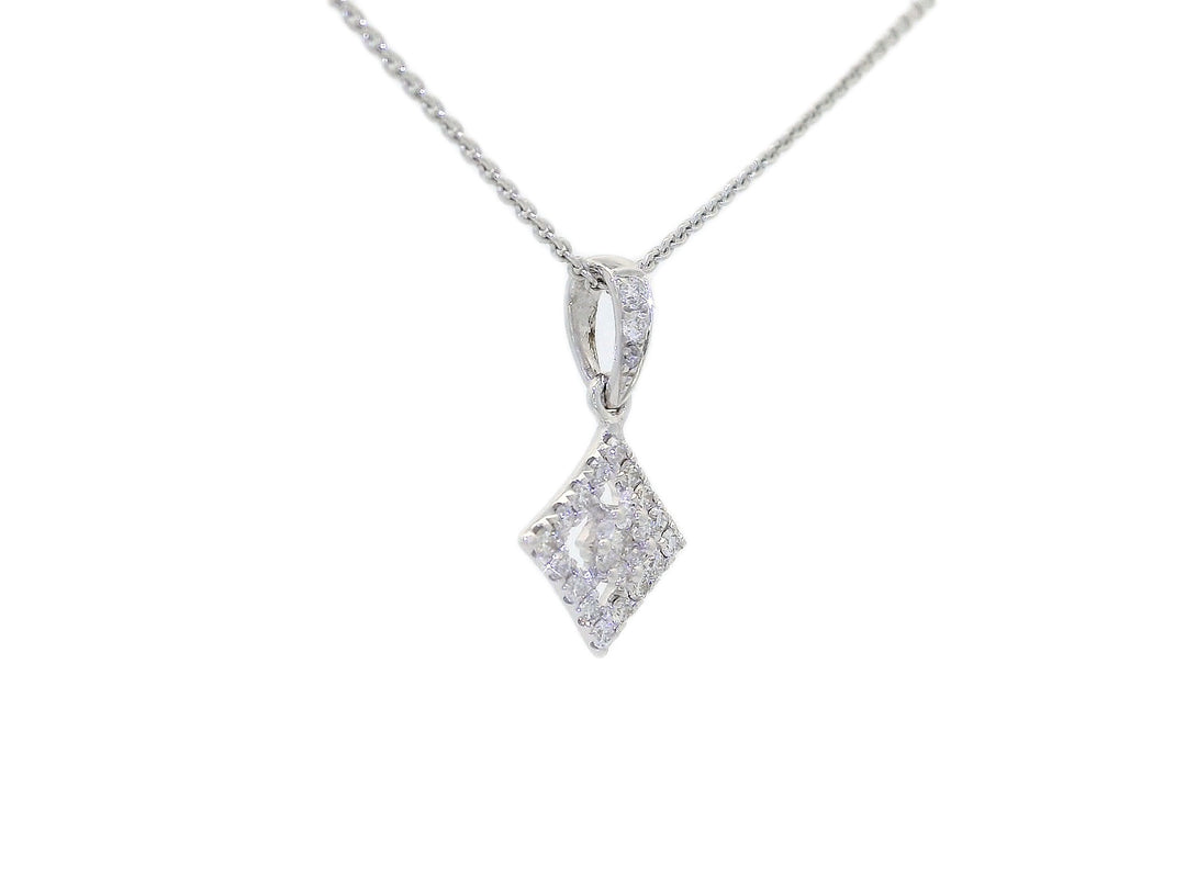 0.20 CTW Colorless Natural Diamond Diamond-Shaped Pendant Necklace in 18KT White Gold