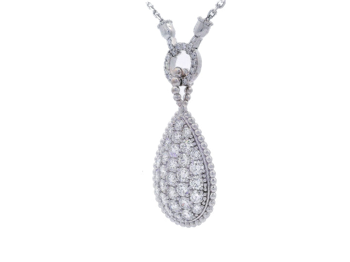 3.50 CTW Pear-Shaped Colorless Flawless Diamond Cluster Pendant Necklace in 14KT White Gold