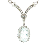 Oval Sky Blue Topaz Cubic Zirconia Halo Pendant Necklace (7 ct.) in Sterling Silver