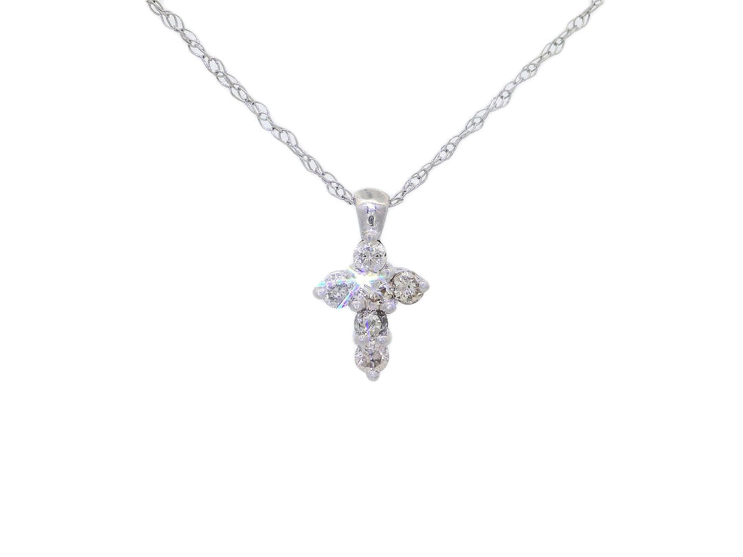 0.20 CTW Natural Diamond Cross Pendant Necklace in 14KT White Gold