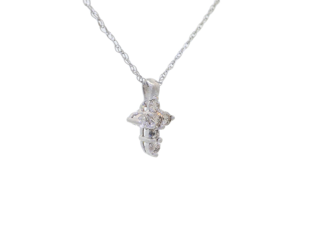 0.20 CTW Natural Diamond Cross Pendant Necklace in 14KT White Gold