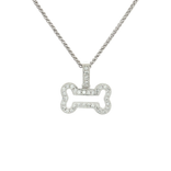 Pavé Near-Colorless Near-Flawless Diamond Dog Bone Pendant Necklace (¼ ct. tw.) in 14k White Gold