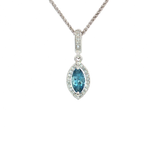 Marquise Vivid Aquamarine Near-Colorless Near-Flawless Halo Diamond Pendant Necklace (¾ ct. tw.) in 18k White Gold