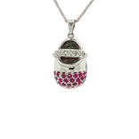 Vivid Ruby Colorless Nearly Flawless Pavé Diamond Baby Shoe Pendant Necklace (⅗ ct. tw.) in 14k White Gold