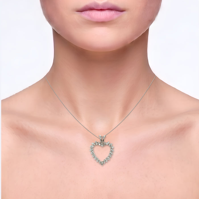 Round Brilliant Cut Colorless Diamond Pendant Necklace (1 ct. tw.) in 10k White Gold shown on the neck (light skin tone)