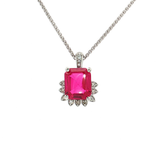 Vivid Emerald-Cut Ruby & Diamond Pendant Necklace (5 ⅙ ct. tw.) in 14k White Gold