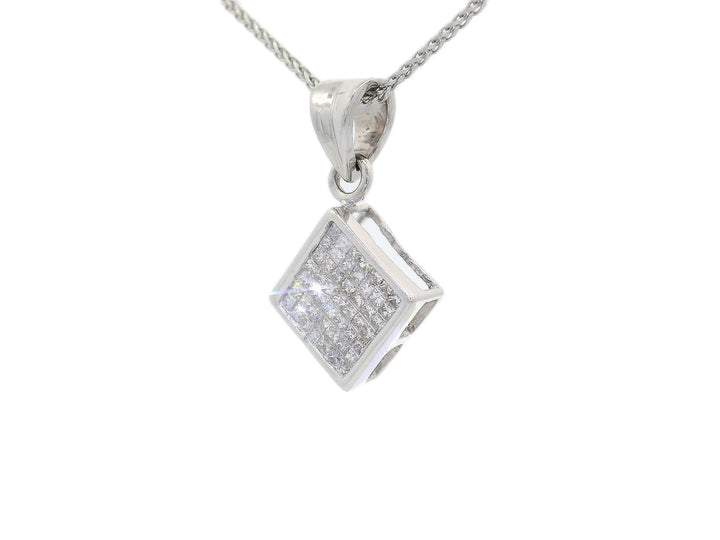 0.75 CTW Near-Flawless Natural Diamond Geometric Cluster Pendant Necklace in 14KT White Gold