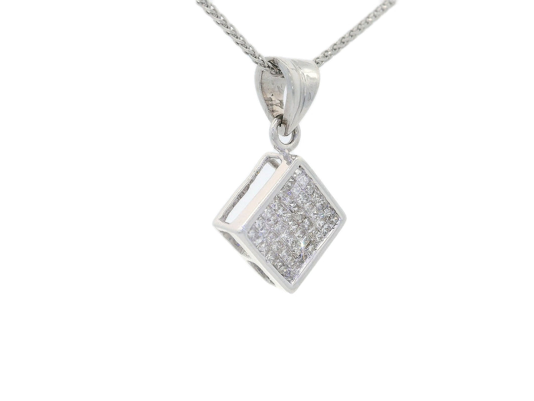 0.75 CTW Near-Flawless Natural Diamond Geometric Cluster Pendant Necklace in 14KT White Gold