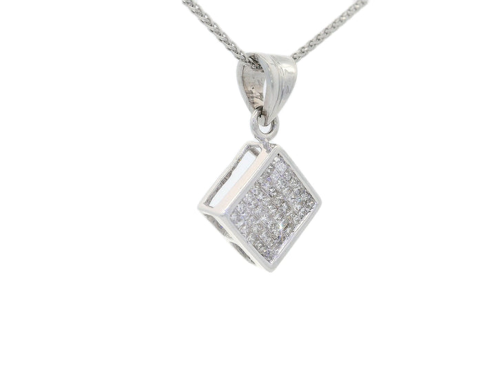 0.75 CTW Near-Flawless Natural Diamond Geometric Cluster Pendant Necklace in 14KT White Gold