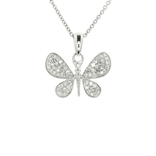 Round Brilliant Cut Diamond Butterfly Pendant Necklace (⅜ ct. tw.) in 14k White Gold