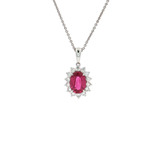 Ruby & Nearly Flawless Colorless Diamond Pendant Necklace (1 ¼ ct. tw.) in 18k White Gold