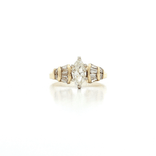 Marquise Brilliant Cut and Baguette Cut Diamond Engagement Ring (1 ⅒ ct.) in 18k Yellow Gold