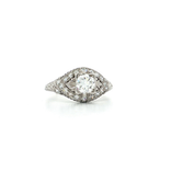 Vintage Filigree Colorless Round Brilliant Diamond Art Deco Engagement Ring (⅞ ct. tw.) in Platinum