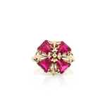 Vintage 1940s Flower Deep Red Ruby Ring (1 ½ ct. tw.) in 10k Yellow Gold